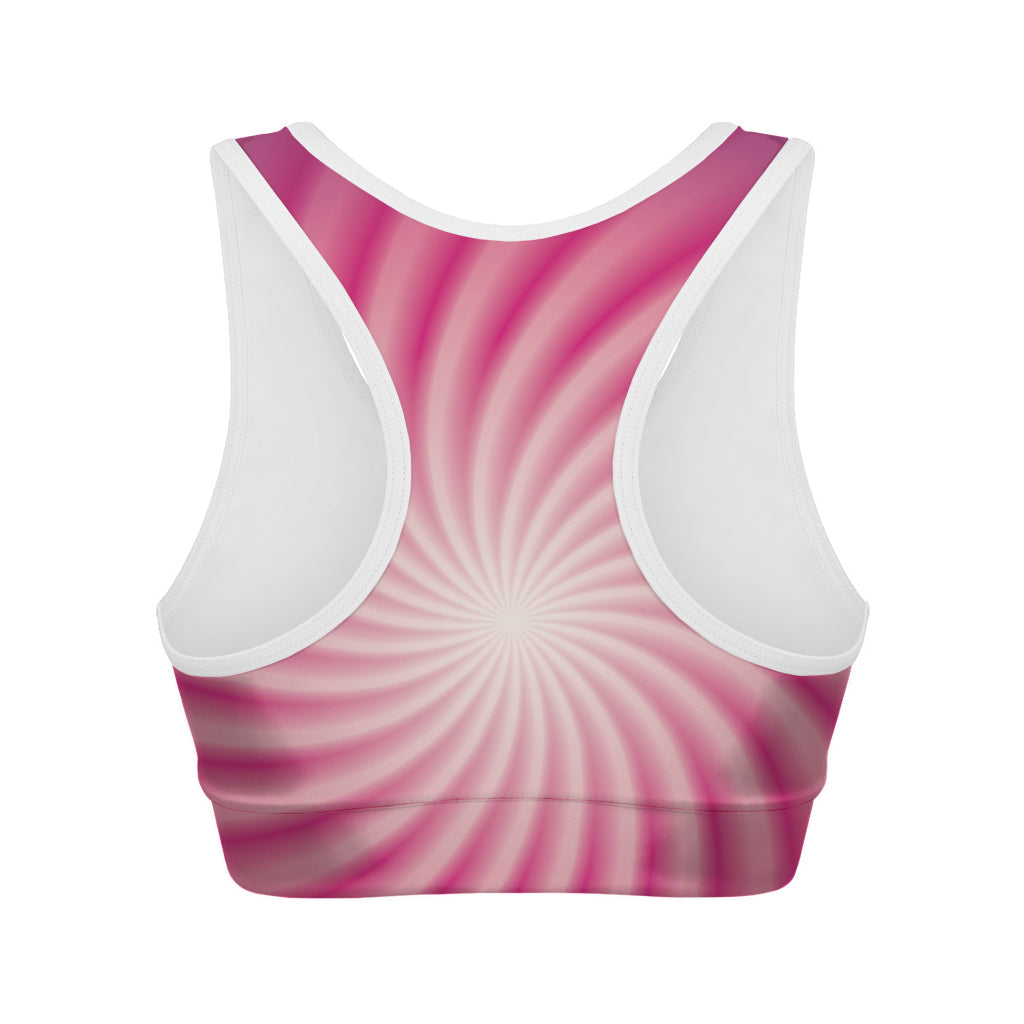 Pink Whirlpool Spiral Print Women's Sports Bra