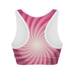 Pink Whirlpool Spiral Print Women's Sports Bra