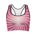 Pink Whirlpool Spiral Print Women's Sports Bra