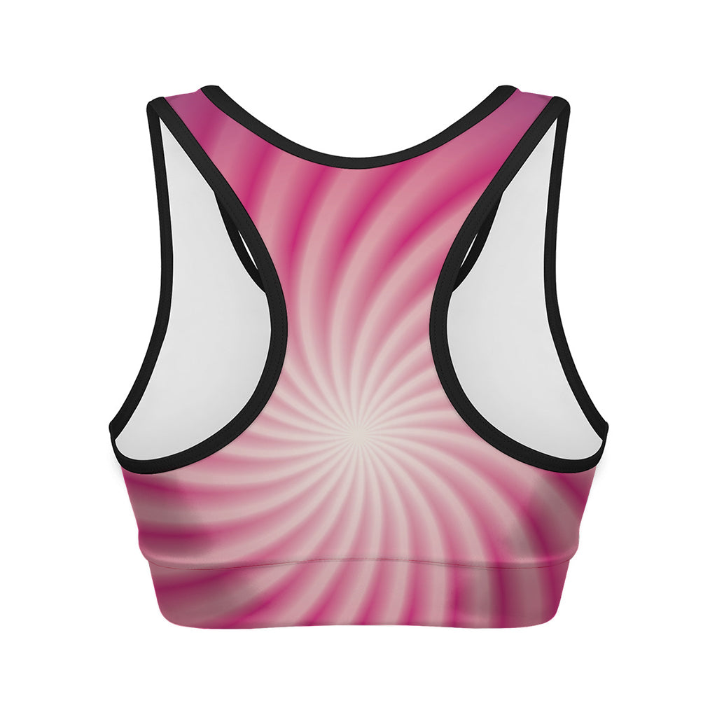Pink Whirlpool Spiral Print Women's Sports Bra