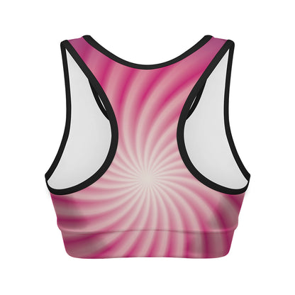 Pink Whirlpool Spiral Print Women's Sports Bra