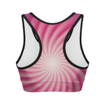 Pink Whirlpool Spiral Print Women's Sports Bra