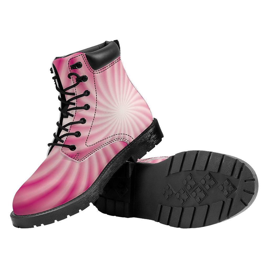 Pink Whirlpool Spiral Print Work Boots