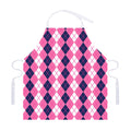 Pink White And Blue Argyle Pattern Print Adjustable Apron