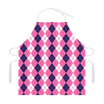 Pink White And Blue Argyle Pattern Print Adjustable Apron