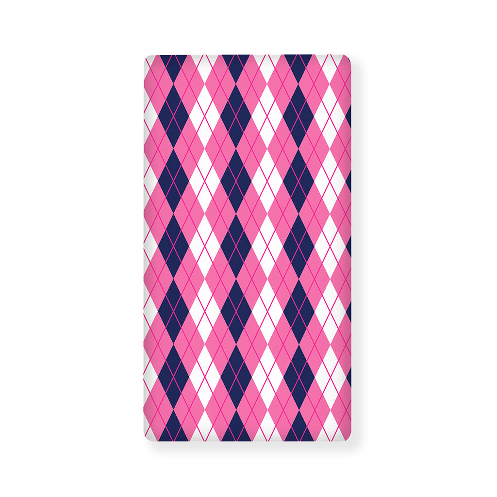 Pink White And Blue Argyle Pattern Print Baby Crib Sheet