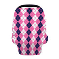 Pink White And Blue Argyle Pattern Print Baby Seat Cover