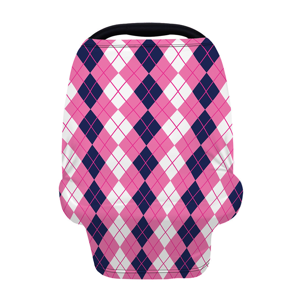 Pink White And Blue Argyle Pattern Print Baby Seat Cover