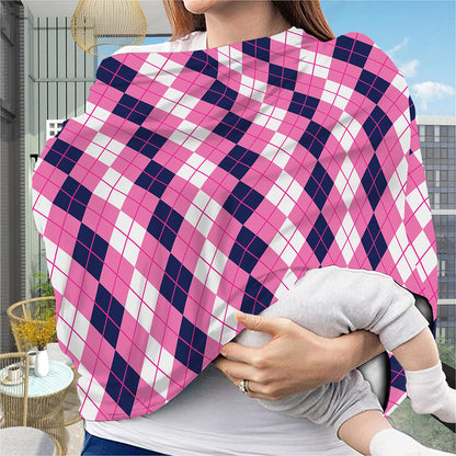 Pink White And Blue Argyle Pattern Print Baby Seat Cover