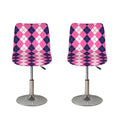 Pink White And Blue Argyle Pattern Print Bar Stool Covers