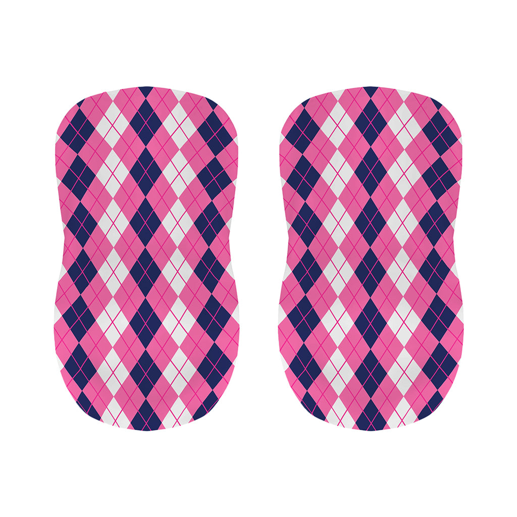 Pink White And Blue Argyle Pattern Print Bar Stool Covers