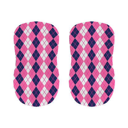 Pink White And Blue Argyle Pattern Print Bar Stool Covers