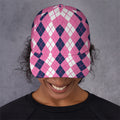 Pink White And Blue Argyle Pattern Print Baseball Cap