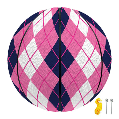 Pink White And Blue Argyle Pattern Print Basketball