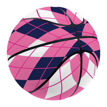 Pink White And Blue Argyle Pattern Print Basketball