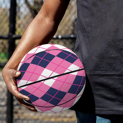 Pink White And Blue Argyle Pattern Print Basketball