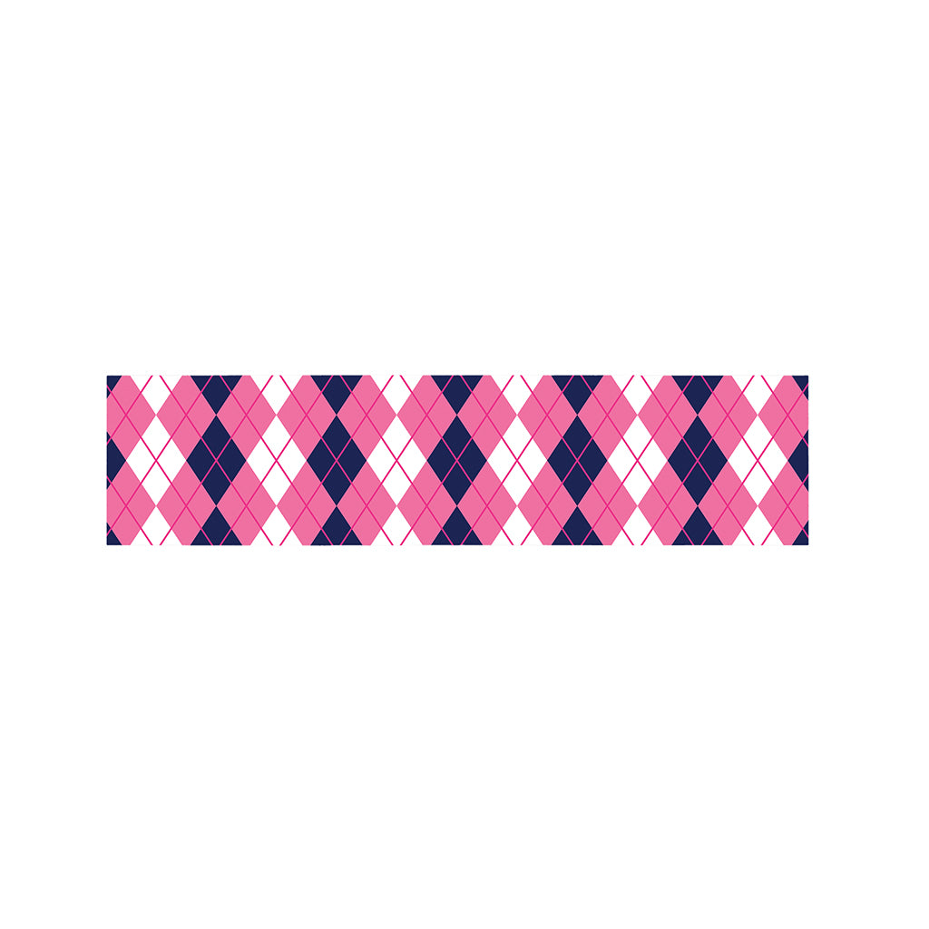 Pink White And Blue Argyle Pattern Print Bed Runner