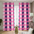 Pink White And Blue Argyle Pattern Print Dimout Pencil Pleat Curtains