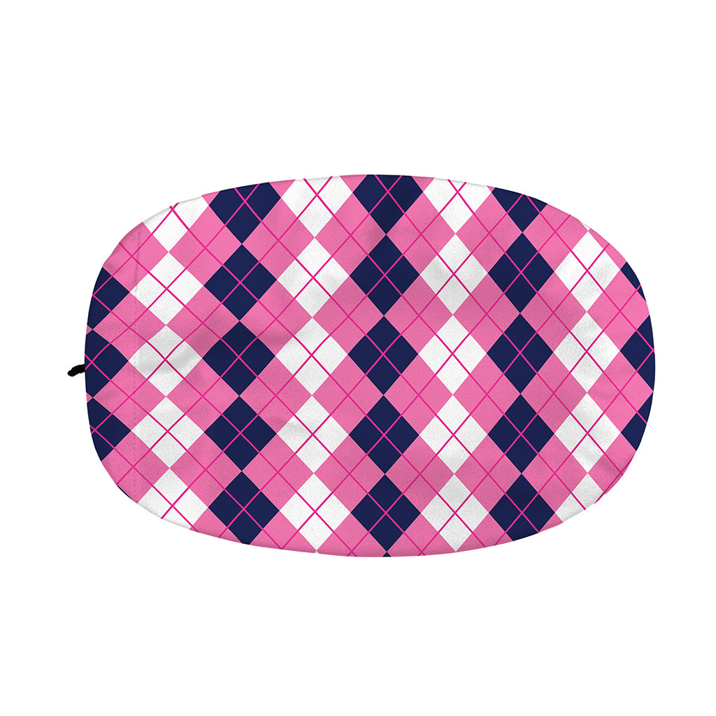 Pink White And Blue Argyle Pattern Print Car Side Mirror Covers