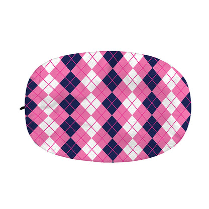 Pink White And Blue Argyle Pattern Print Car Side Mirror Covers