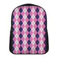 Pink White And Blue Argyle Pattern Print Casual Backpack