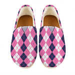 Pink White And Blue Argyle Pattern Print Casual Shoes