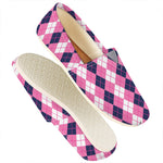 Pink White And Blue Argyle Pattern Print Casual Shoes