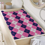 Pink White And Blue Argyle Pattern Print Changing Pad Cover