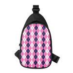 Pink White And Blue Argyle Pattern Print Chest Bag