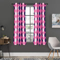 Pink White And Blue Argyle Pattern Print Grommet Curtain Panels