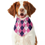 Pink White And Blue Argyle Pattern Print Dog Bandana