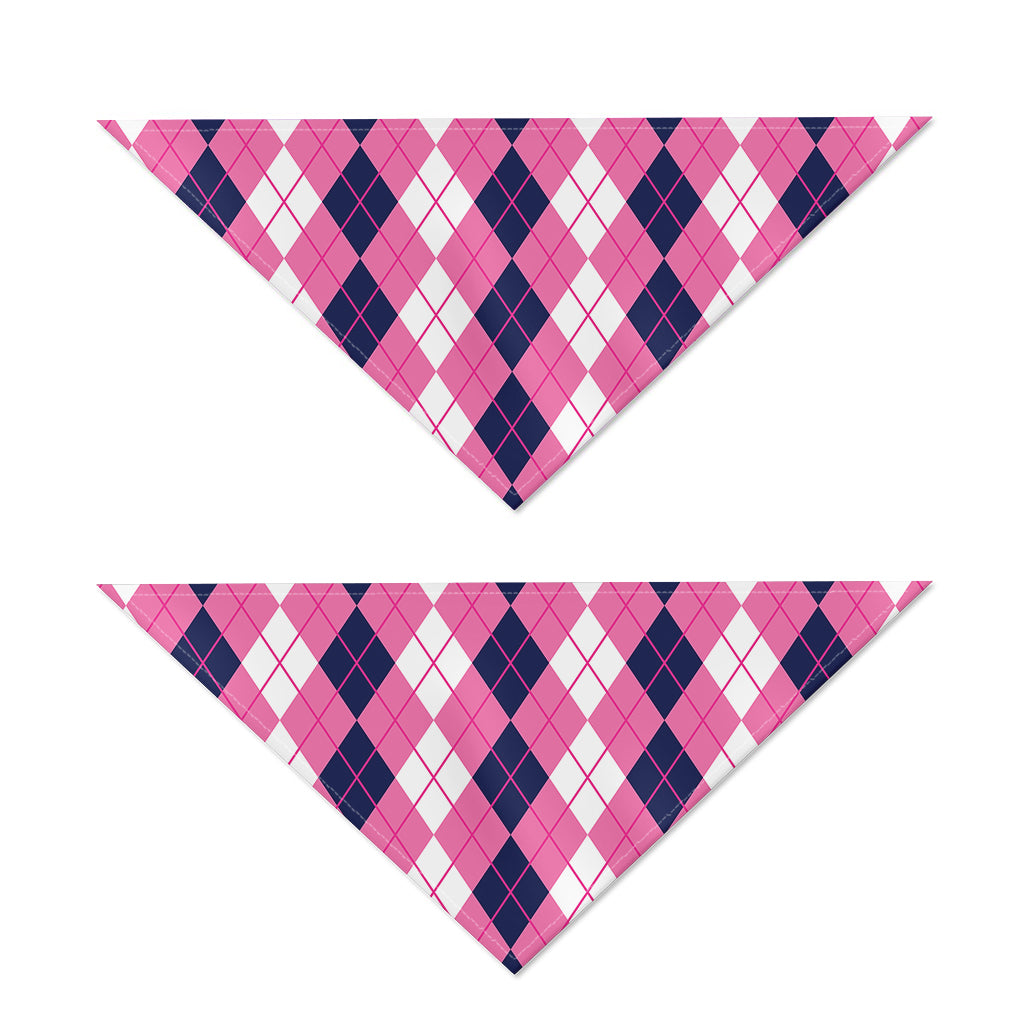 Pink White And Blue Argyle Pattern Print Dog Bandana