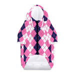 Pink White And Blue Argyle Pattern Print Dog Zip Up Hoodie