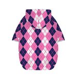 Pink White And Blue Argyle Pattern Print Dog Zip Up Hoodie