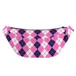 Pink White And Blue Argyle Pattern Print Fanny Pack