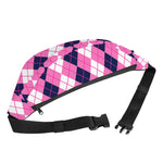 Pink White And Blue Argyle Pattern Print Fanny Pack