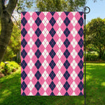 Pink White And Blue Argyle Pattern Print Garden Flag