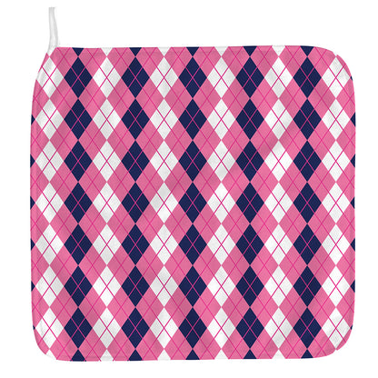 Pink White And Blue Argyle Pattern Print Hand Towel