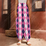 Pink White And Blue Argyle Pattern Print Harem Pants