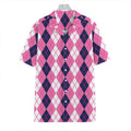 Pink White And Blue Argyle Pattern Print Hawaiian Shirt