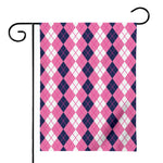 Pink White And Blue Argyle Pattern Print House Flag