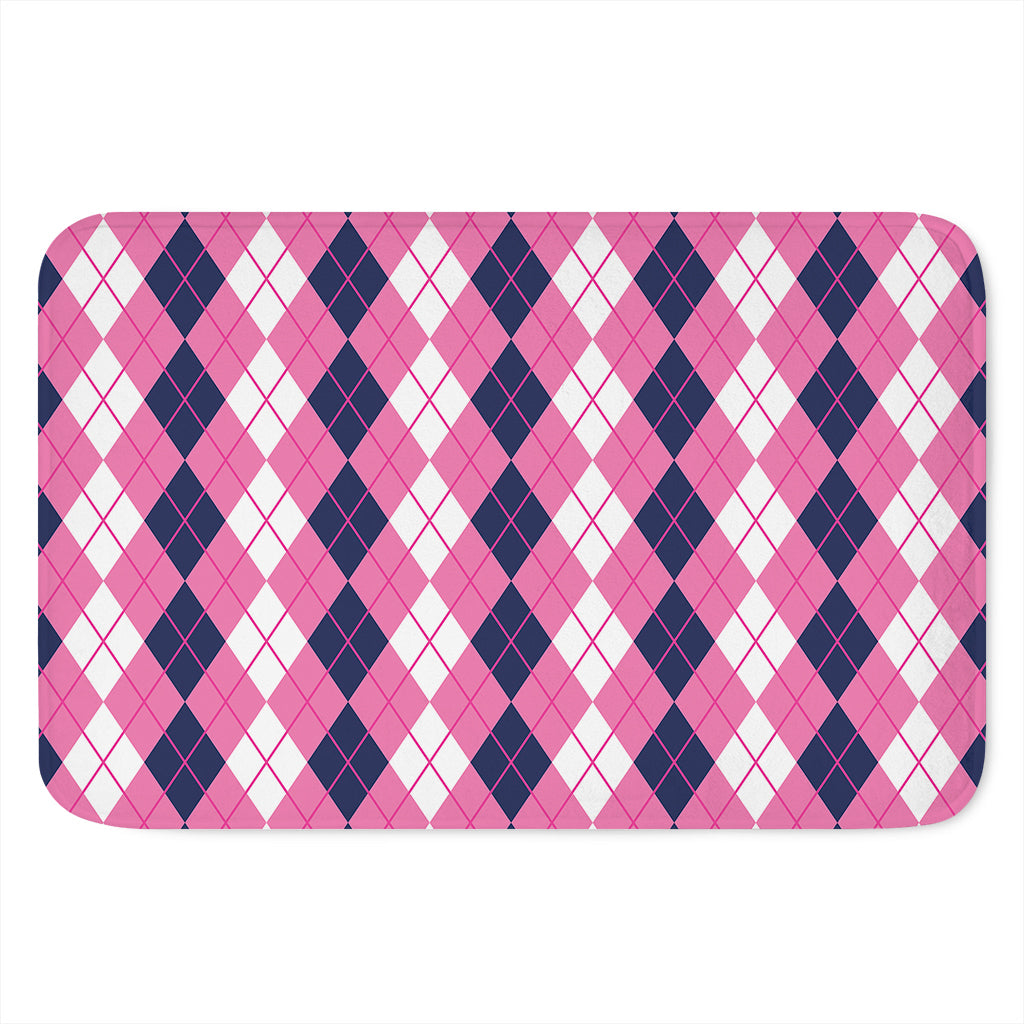 Pink White And Blue Argyle Pattern Print Indoor Door Mat