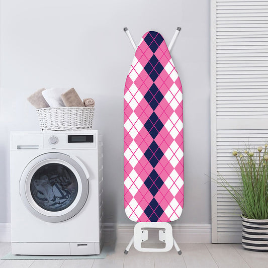 Pink White And Blue Argyle Pattern Print Ironing Board Cover
