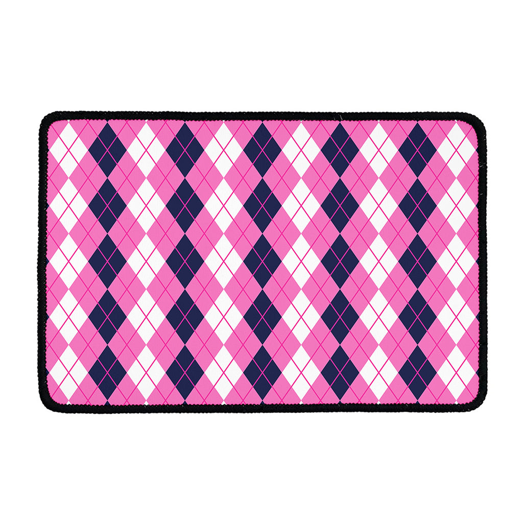 Pink White And Blue Argyle Pattern Print Kitchen Mat