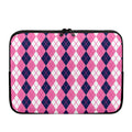 Pink White And Blue Argyle Pattern Print Laptop Sleeve