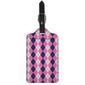 Pink White And Blue Argyle Pattern Print Luggage Tag