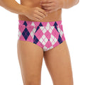 Pink White And Blue Argyle Pattern Print Men's Briefs
