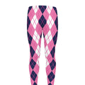 Pink White And Blue Argyle Pattern Print Men's Leggings