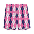 Pink White And Blue Argyle Pattern Print Men's Athletic Shorts