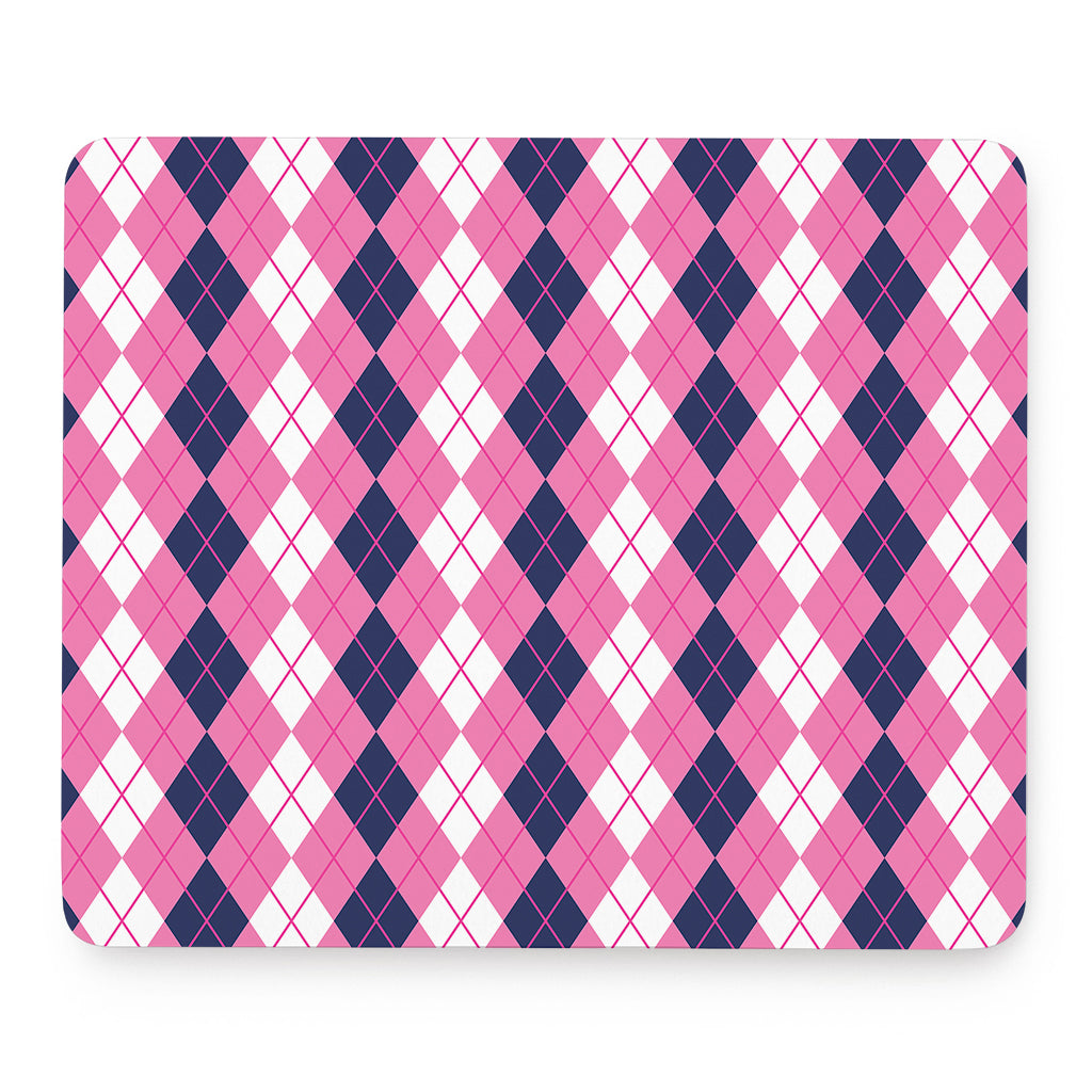 Pink White And Blue Argyle Pattern Print Mouse Pad
